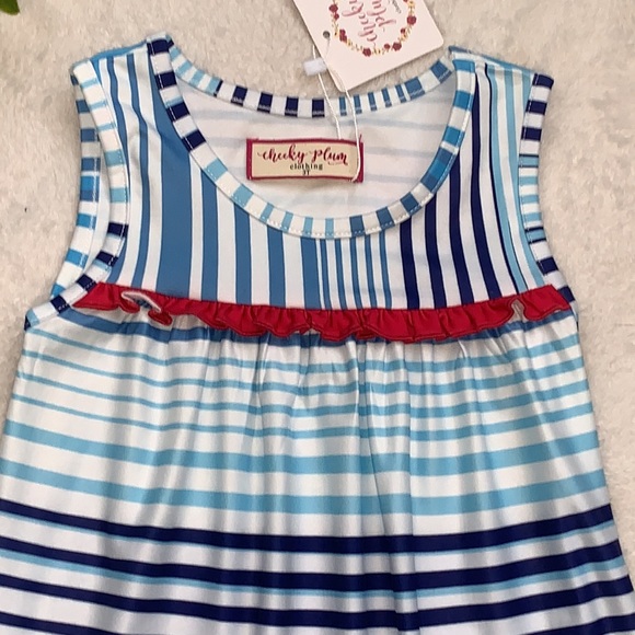 NWT Cheeky Plum Firecracker 3T Loungewear Gown Red White Blue - Picture 3 of 11